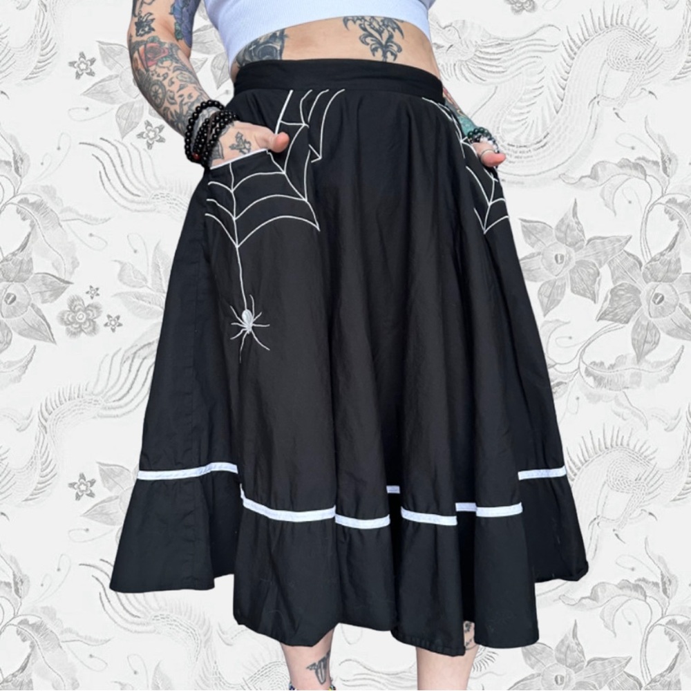 HELL BUNNY Spiderweb Vintage 50s Swing Skirt